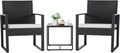 Flamaker 3 Pieces Patio Set Outdoor Wicker Furniture Sets Modern Rattan Chair Conversation Sets wourant