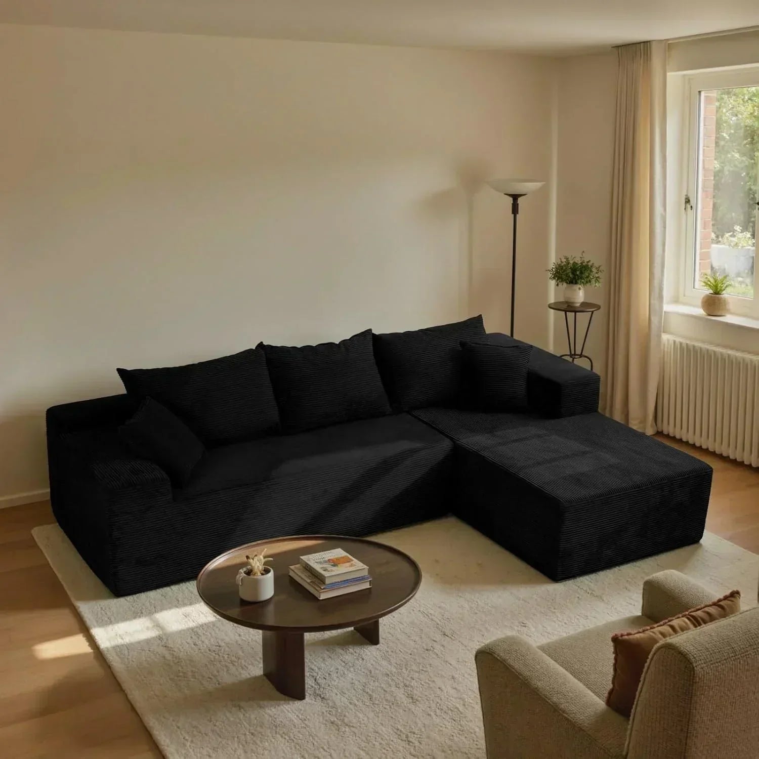 Cloud sofa with L-shaped lounge chair modern modular sofa with deep seats wourant