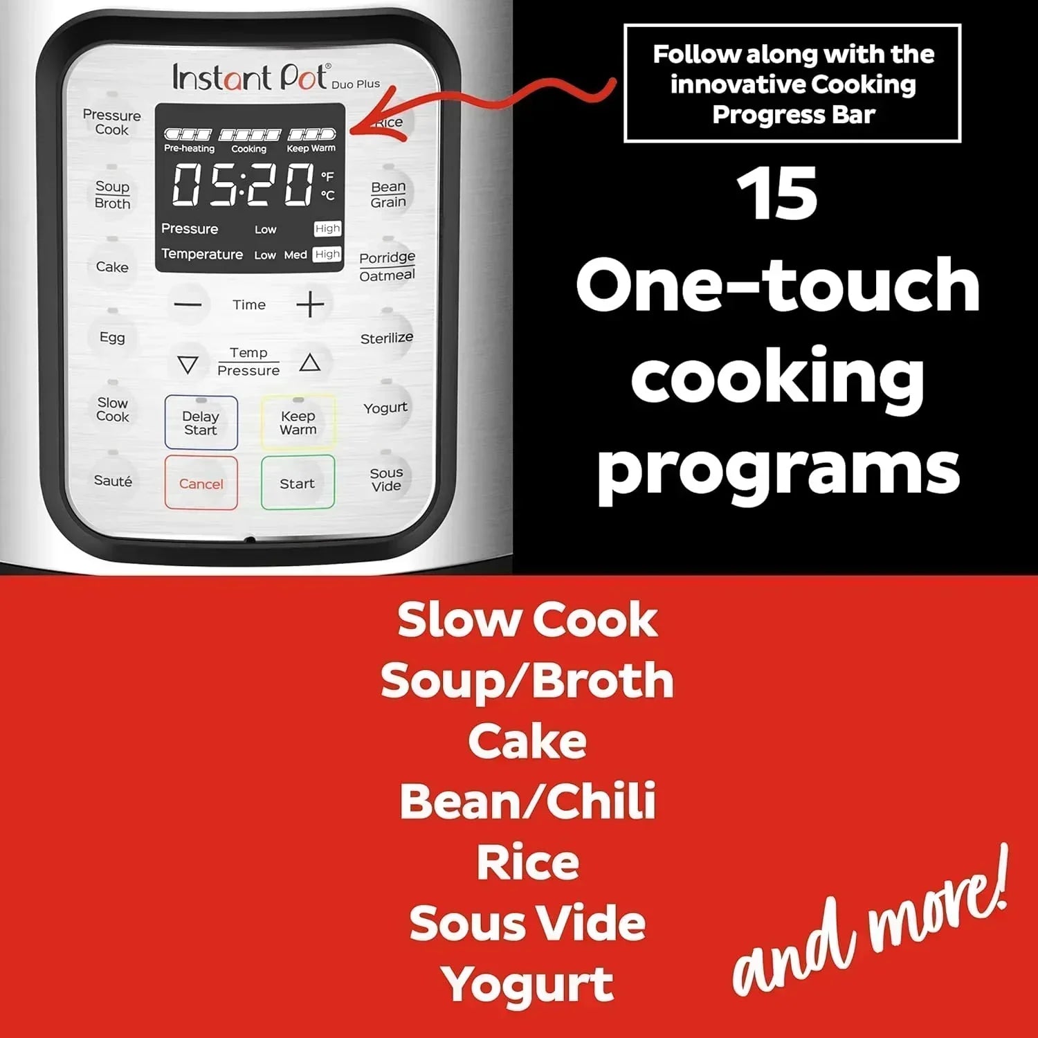 9-in-1 Multicooker Pressure Cooker Slow Cook Rice Maker Steamer Sauté Yogurt Warmer Sterilizer wourant