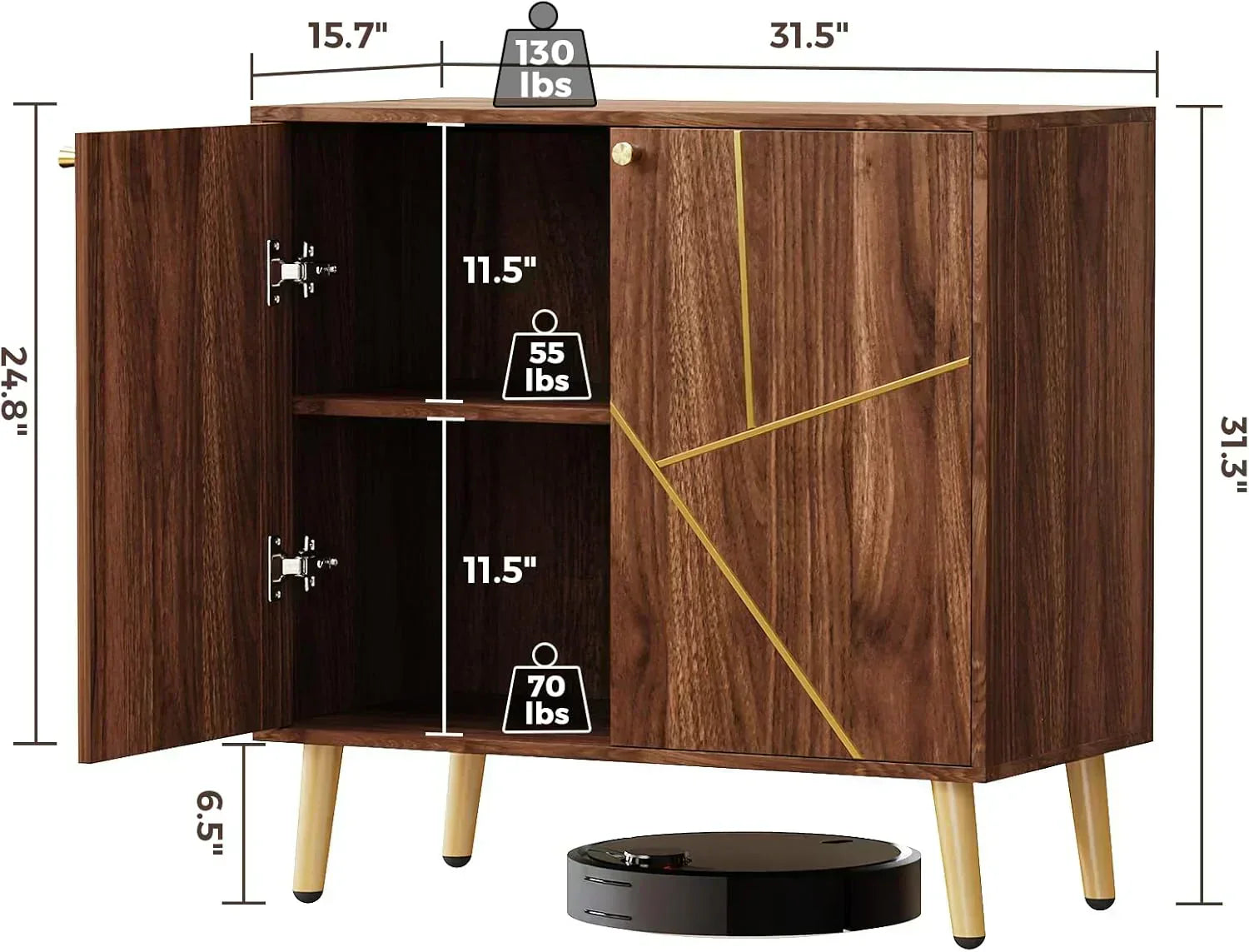 Free Standing Cabinet Black Wood for Living Room Bedroom Dining Room Hallway wourant