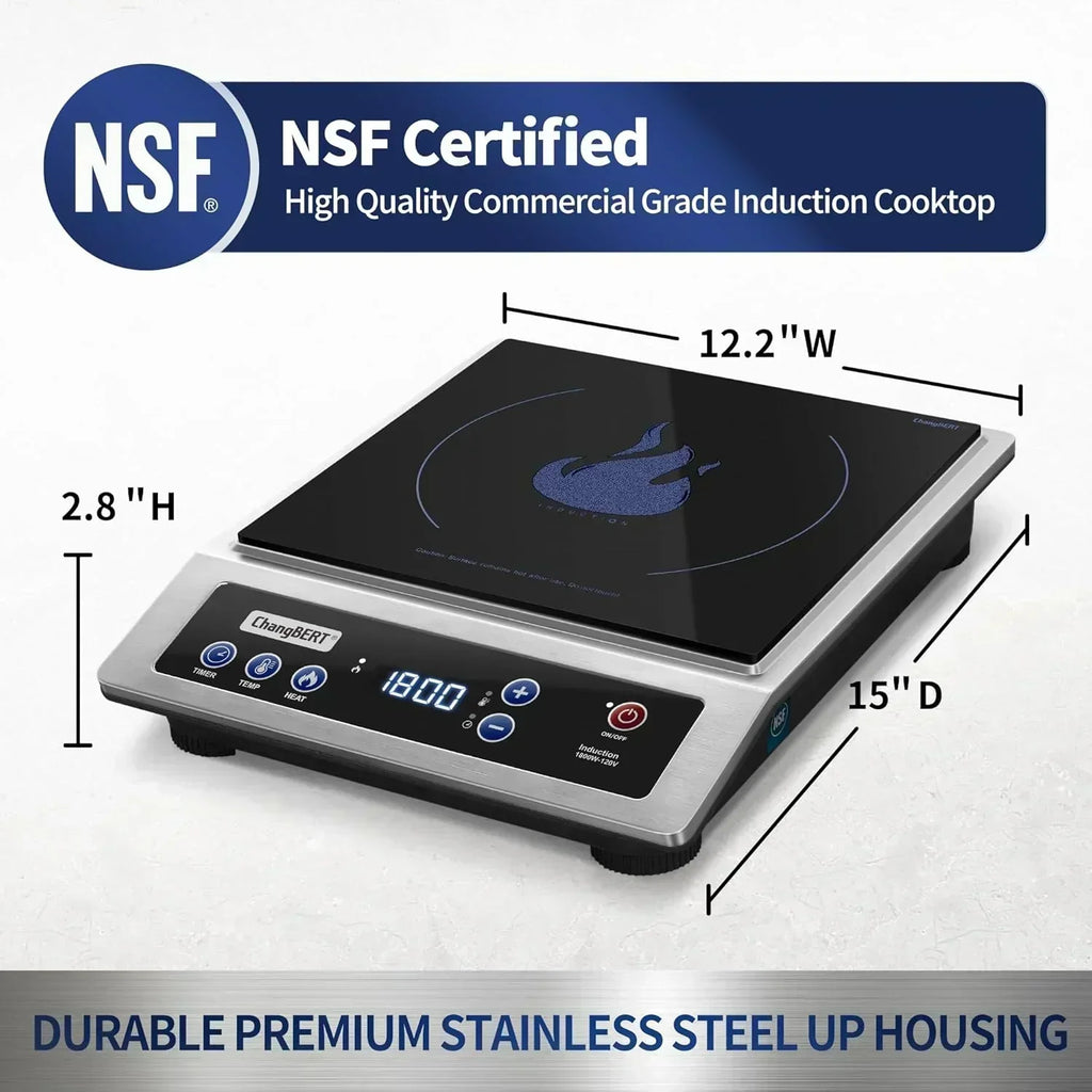 Induction Cooktop Portable Cooker with 8-inch Heating Coil Stainless Steel Countertop Burner wourant