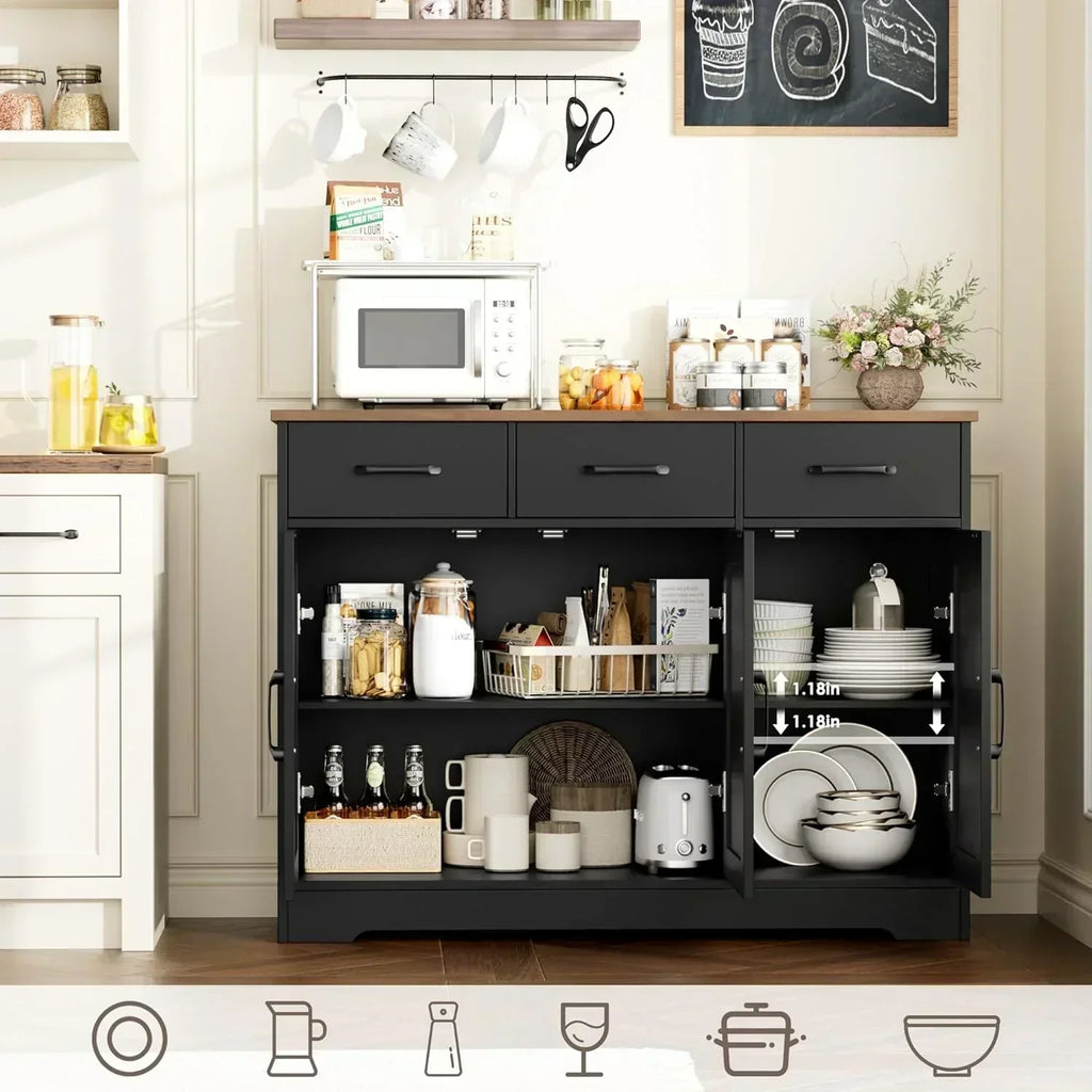 Modern farmhouse sideboard barn door buffet storage cabinet with drawers and shelves wourant