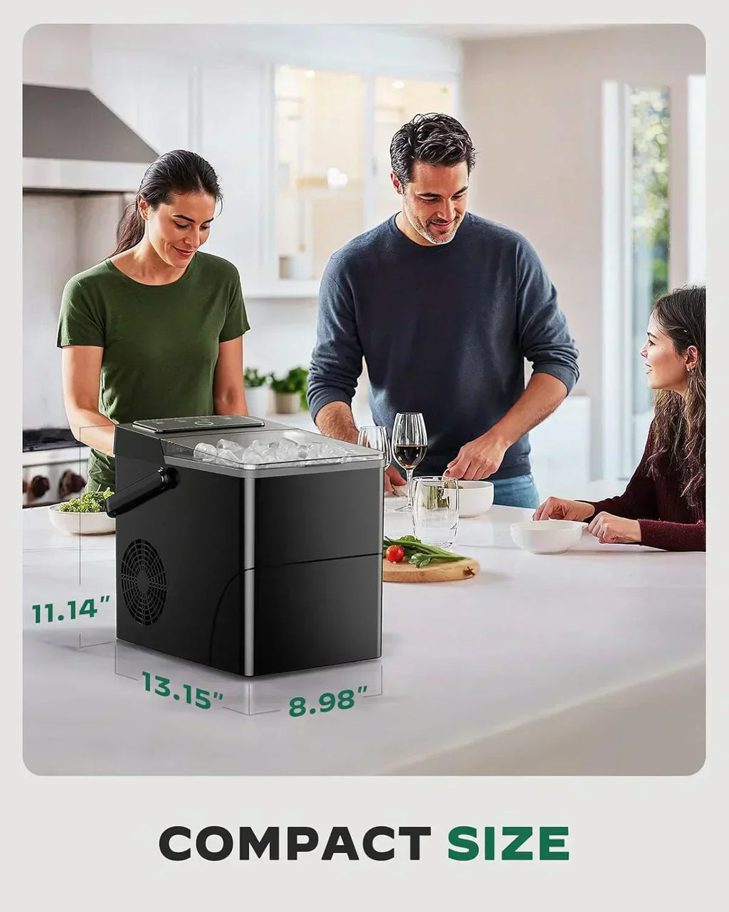 Silonn Countertop Ice Maker Expanding Ice Basket 9 Cubes Ice Basket Self-Cleaning Ice Maker wourant