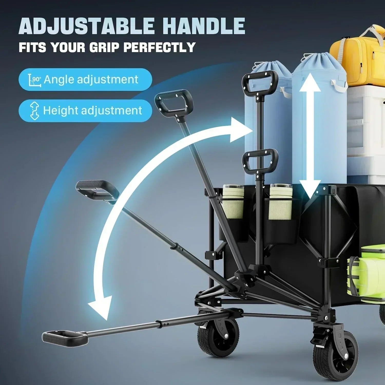 48" Extra Large Folding Travel Cart 560 lb Capacity 350 L Heavy Duty Utility Cart with Brakes wourant