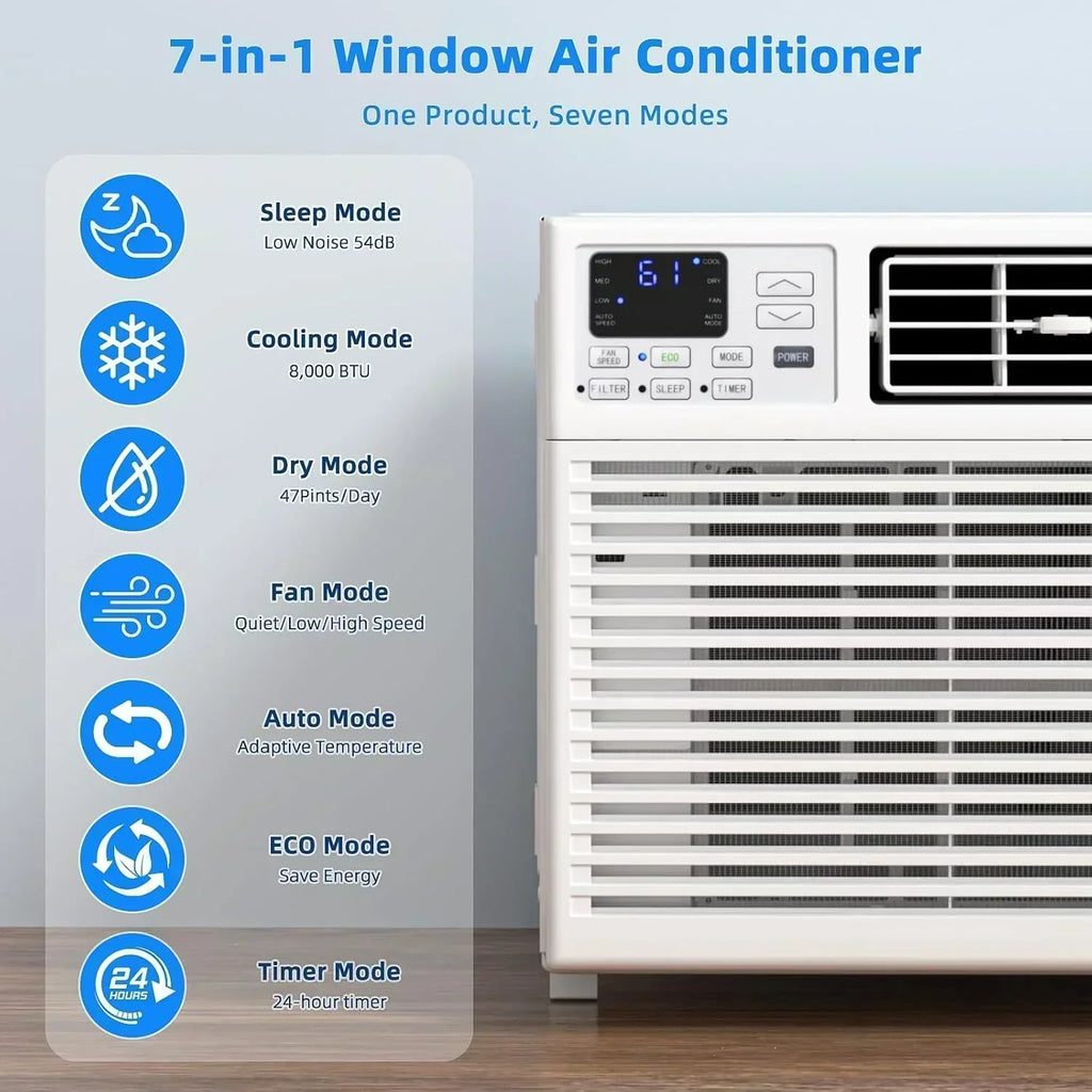 Antarctic Star 12,000 BTU U-Shaped Window Air Conditioner Unit Cools up to 550 Sq.Ft. with 6 Modes wourant