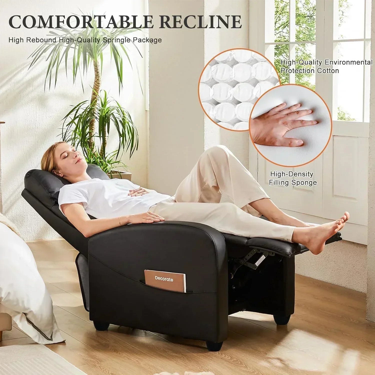 Sweetcrispy Massage Recliner Chair for Adults Adjustable Home Theater Seating wourant