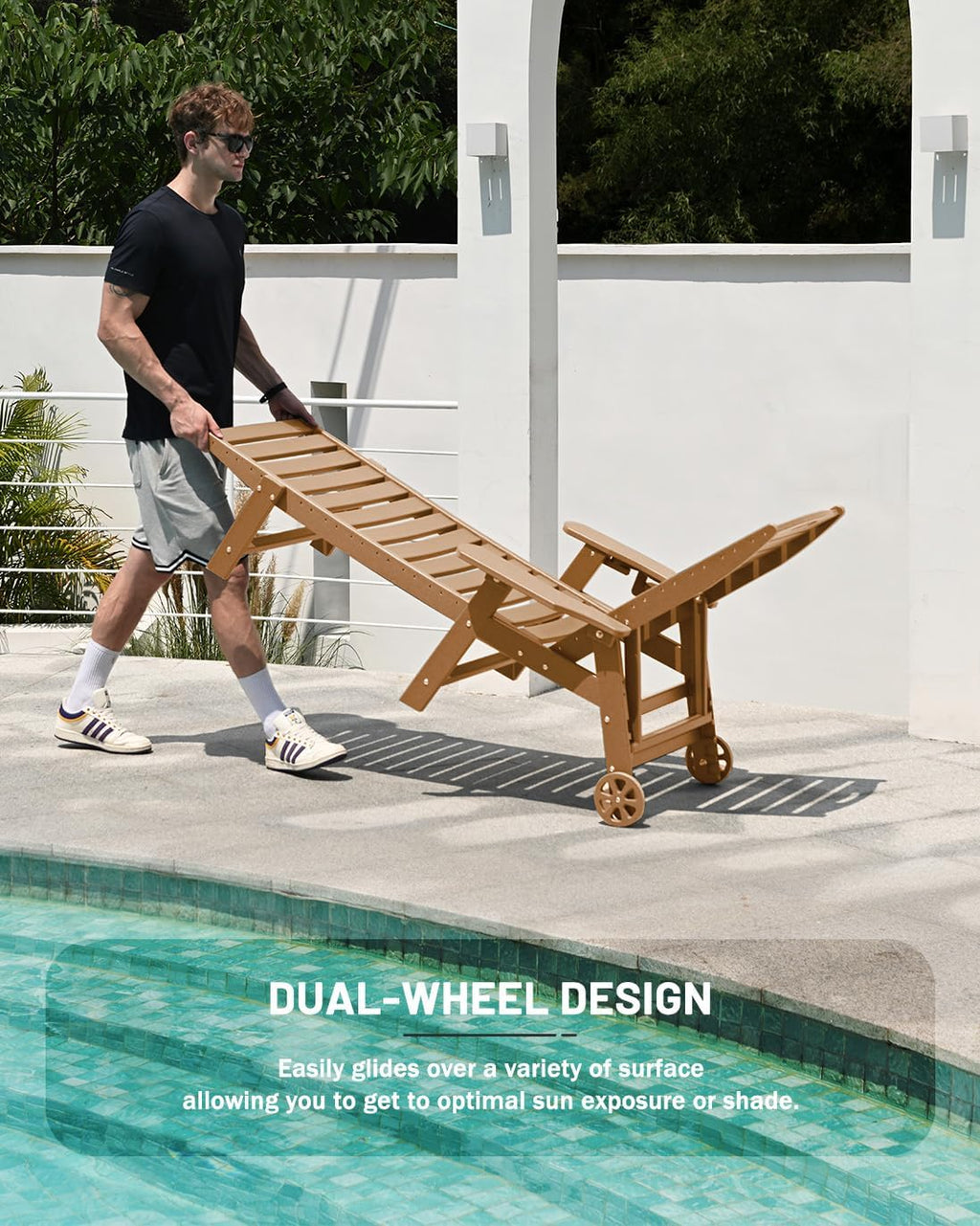 Lounge Chair Outdoor Chaise Lounge HDPE 6-Position Outdoor Chaise Lounge Patio Lounge Chair wourant