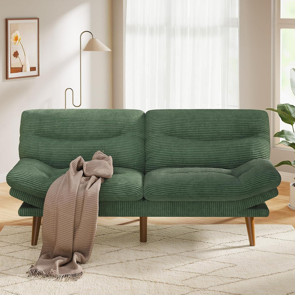Convertible Futon Sofa Bed 66 Inch Corduroy Futon Sofa Recliner Sofa Bed for Small Spaces wourant
