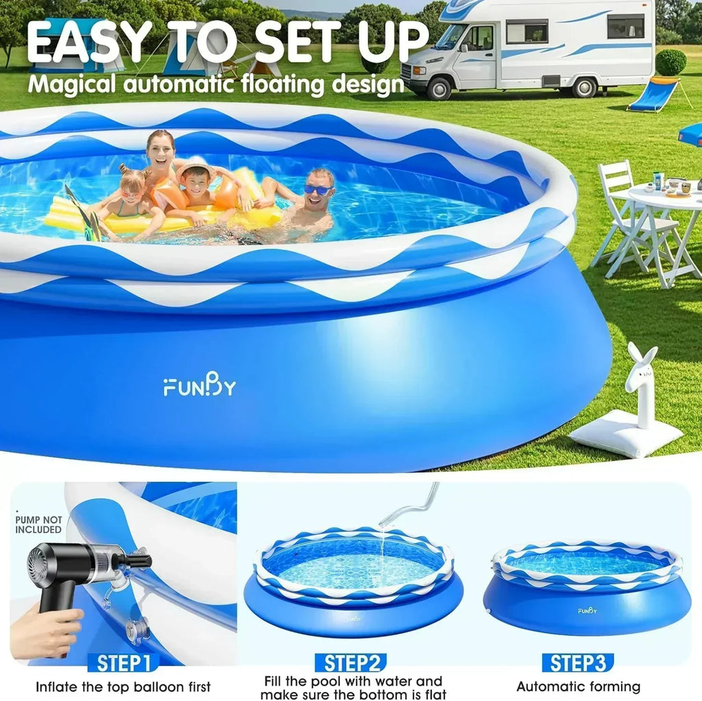 Upgraded Double Rings Inflatable Above Ground Pool Easy Set Inflatable Swimming Pool wourant