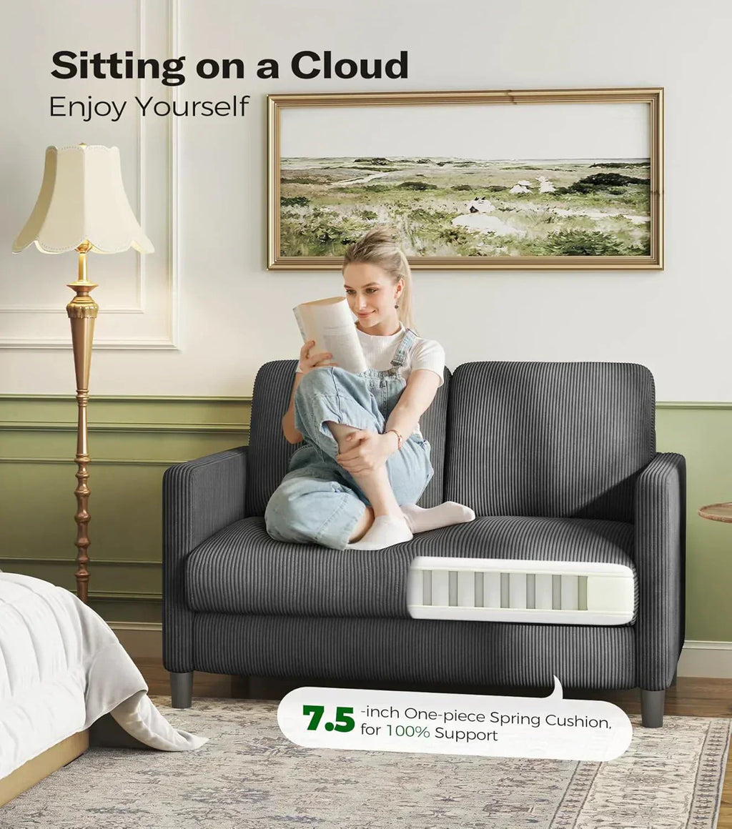 Loveseat Sofa 51" Love Seat Comfy Corduroy Small Loveseat Tool-Free Setup Couch wourant