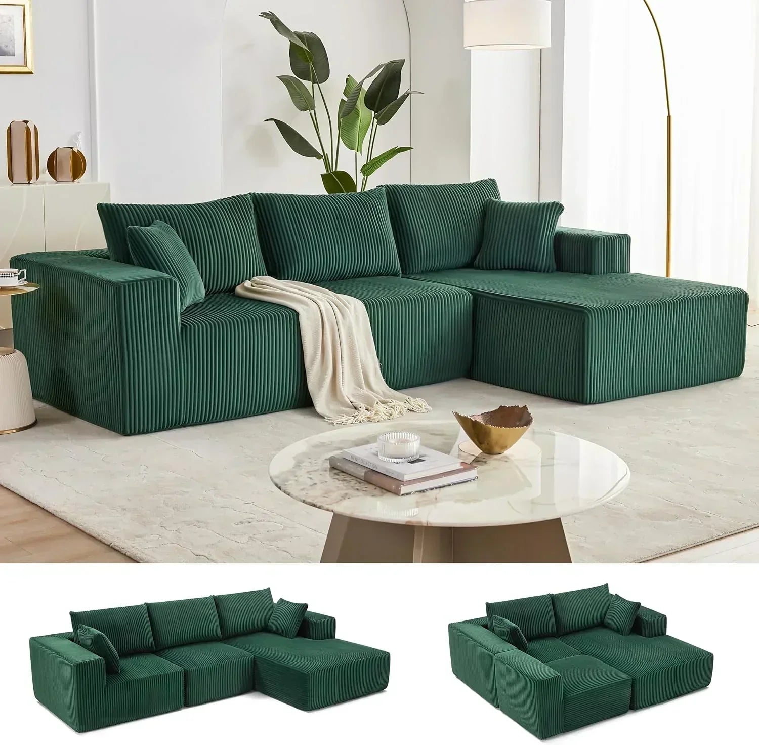 108-inch modular sofa cloud modular sofa with deep seat and reclining chair upholstered sofa wourant