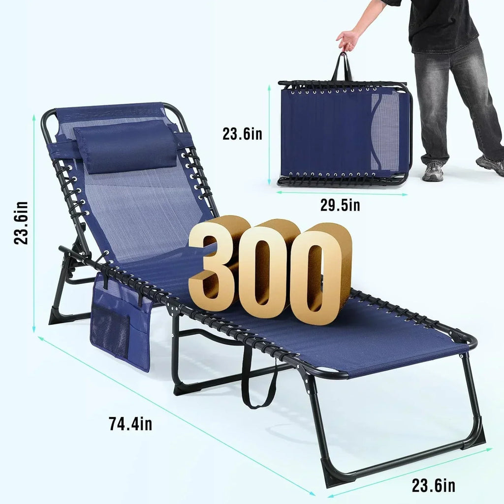 Unovivy Outdoor Chaise Lounge Chairs Portable Folding Pool Lounge Chair with Reclining Back wourant