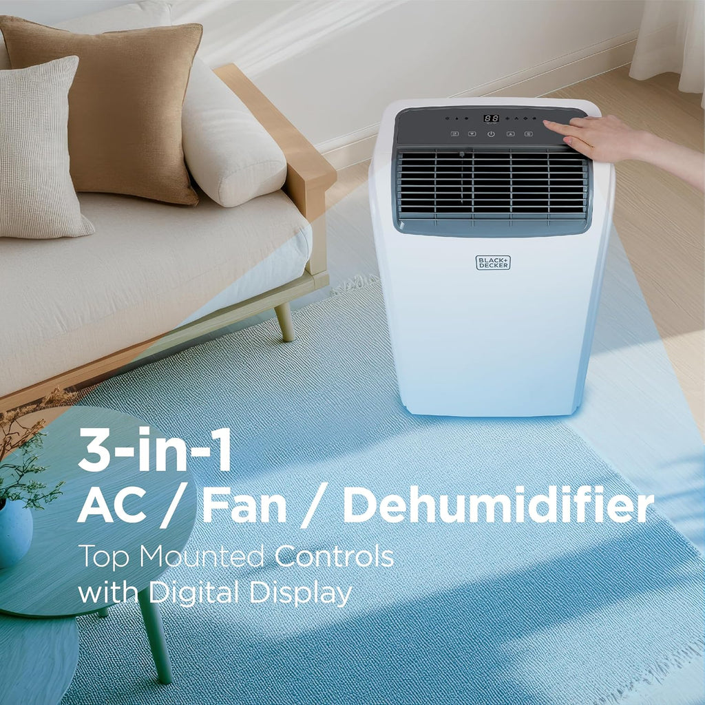 BLACK+DECKER 10,000 BTU Portable Air Conditioner for Rooms up to 450 Sq with Remote Control wourant