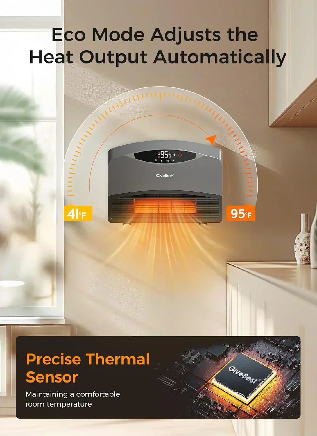 Wall mounted electric heater with WiFi and remote control floor standing heater 1500W wourant