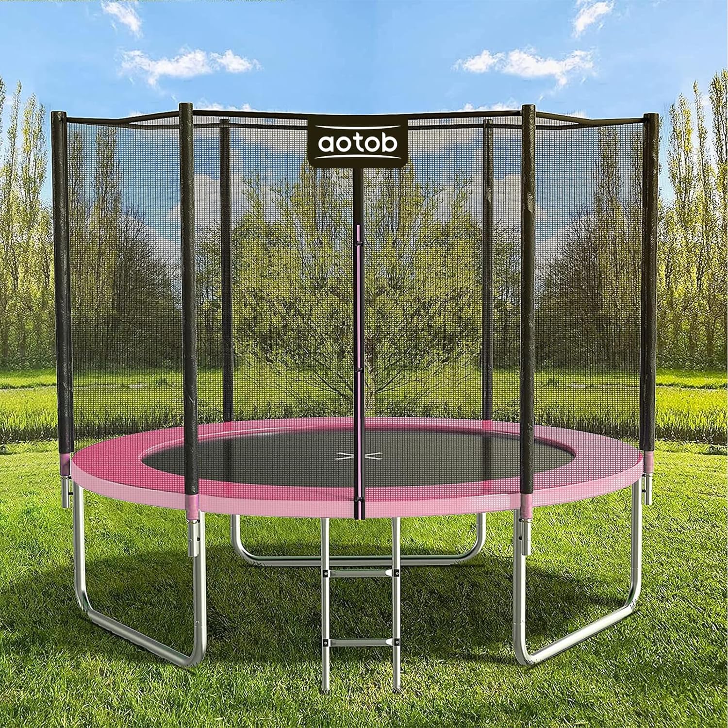AOTOB 8FT 10FT 12FT 14 FT 15FT Trampoline with Safety Enclosure Net Outdoor Trampoline wourant