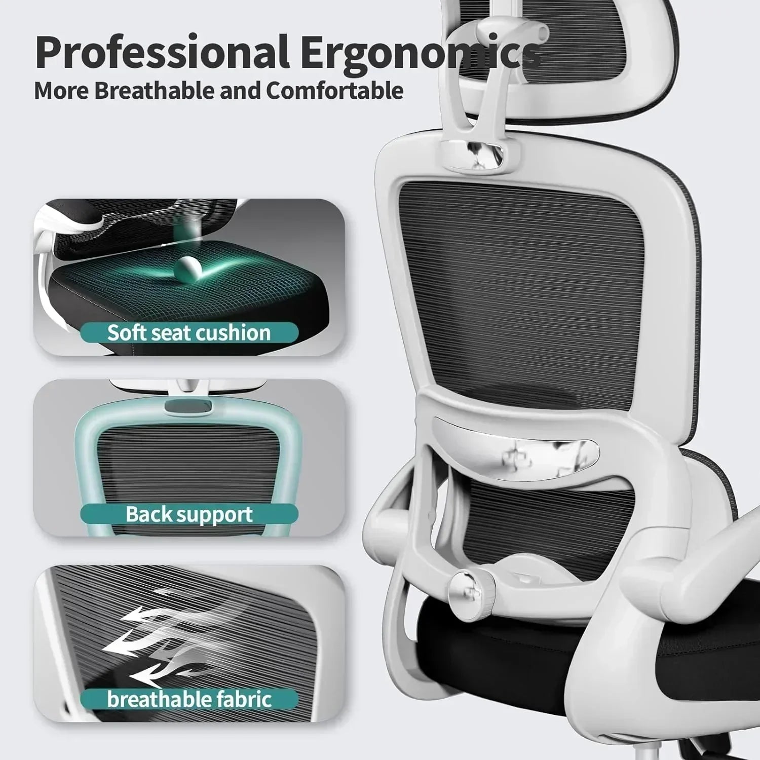 Office Chair Ergonomic Desk Chair 330 lbs Home Mesh Desk Chair Comfortable Gaming Chair wourant