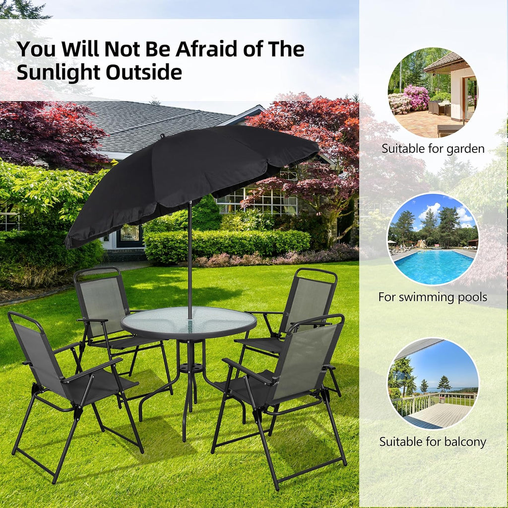 Vongrasig 6 Piece Folding Patio Dining Set Small Metal Outdoor Garden Patio Table and Chair Set wourant