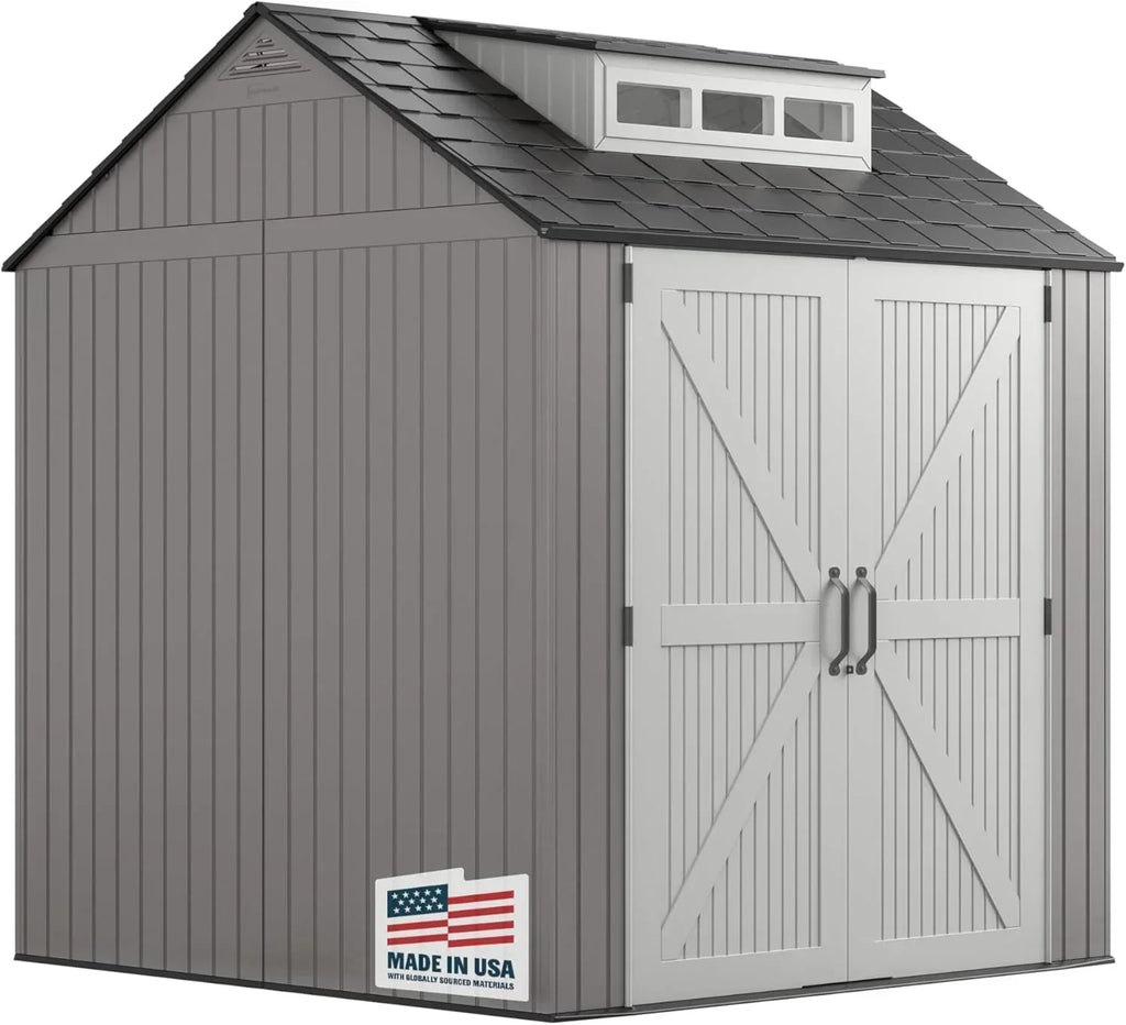 Rubbermaid Resin Outdoor Storage Shed With Floor Weather Resistant Gray Organization for Home wourant