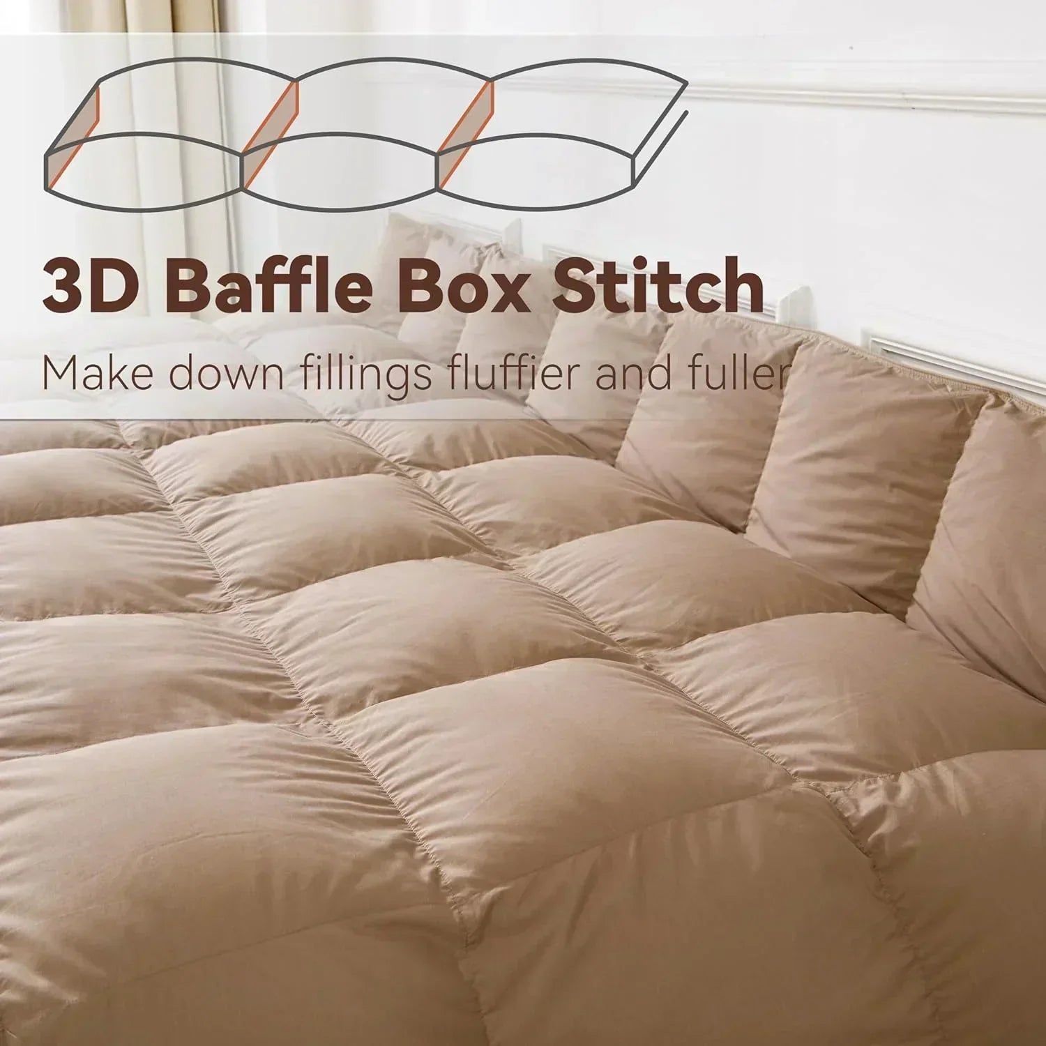 Premium Down Comforter 3D Baffle Box Design wourant
