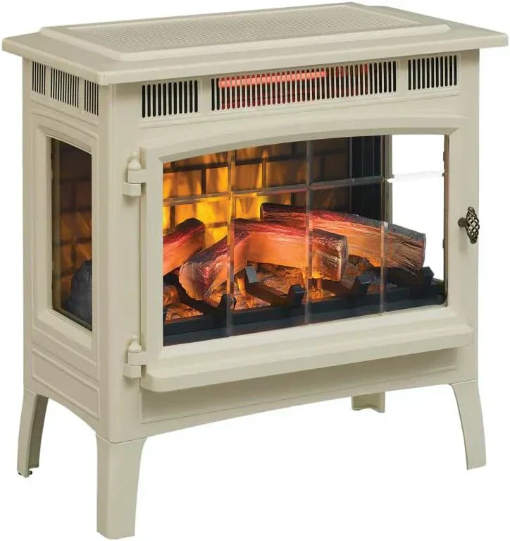 Freestanding Electric Fireplace Stove Heater with 3D Flame Effect for 1000 Sq. Ft wourant