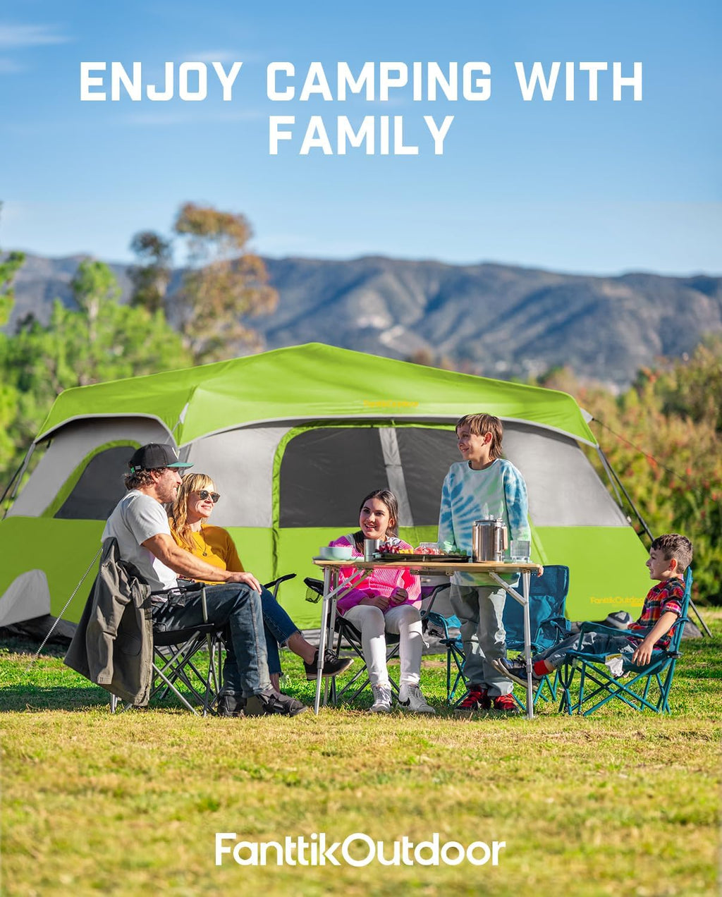 Portable camping tent for 4/6/8/10 people with instant cabin and rainproof and windproof wourant