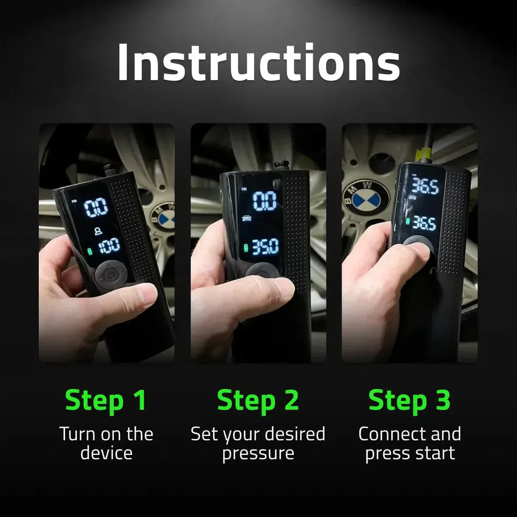 Airmoto Tire Inflator Portable Air Compressor Car Tire Air Pump with Digital Pressure Gauge wourant