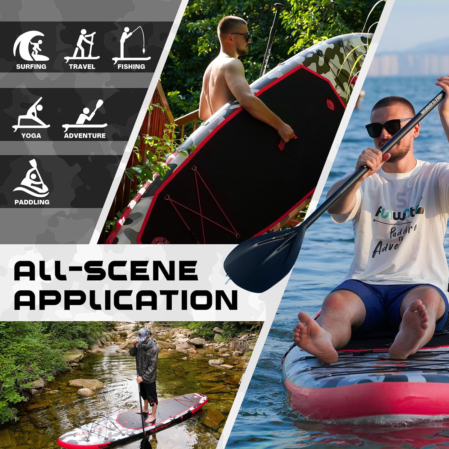 FunWater Inflatable Stand Up Paddle Board Premium SUP Paddle Accessories EVA Deck wourant