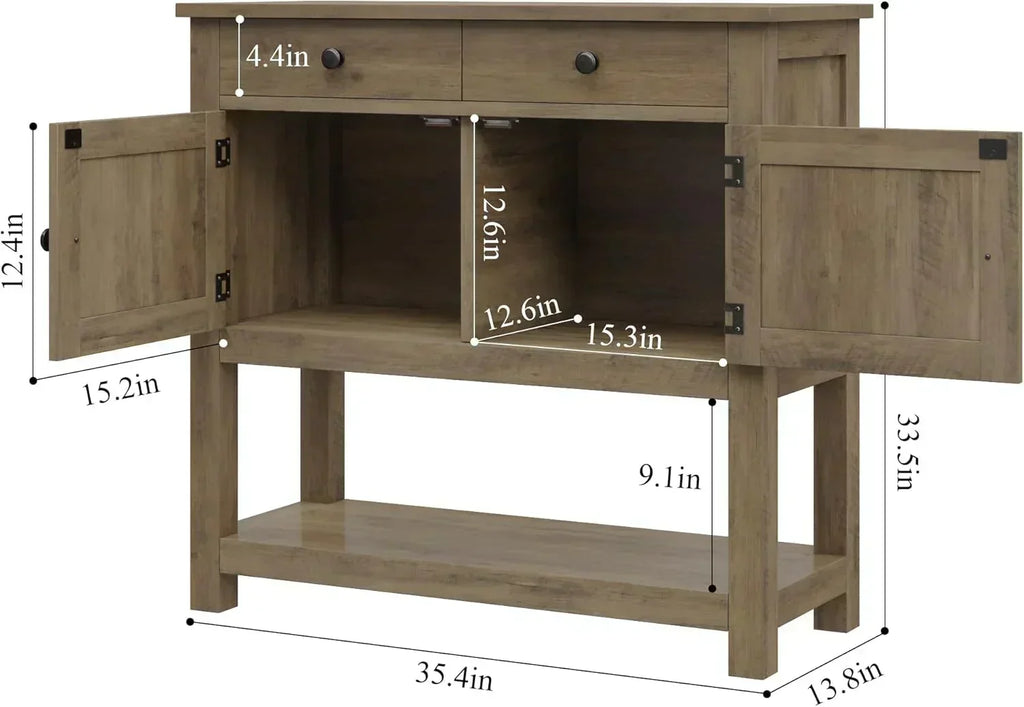 Farmhouse style console table coffee bar entry table with storage rack sofa table wourant