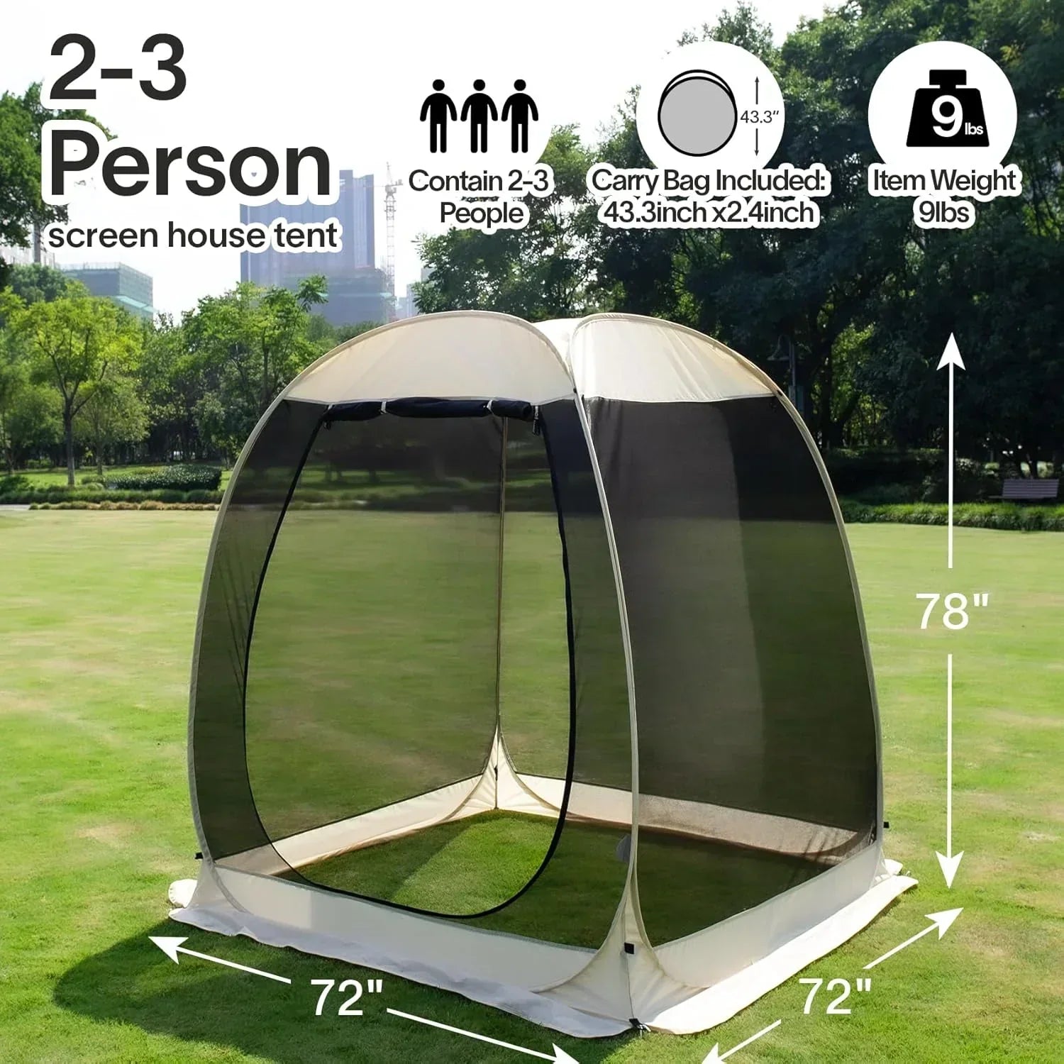 Alvantor Screen House Gazebo Pop Up Igloo Screened Canopy Tent with Mosquito Netting Sides wourant