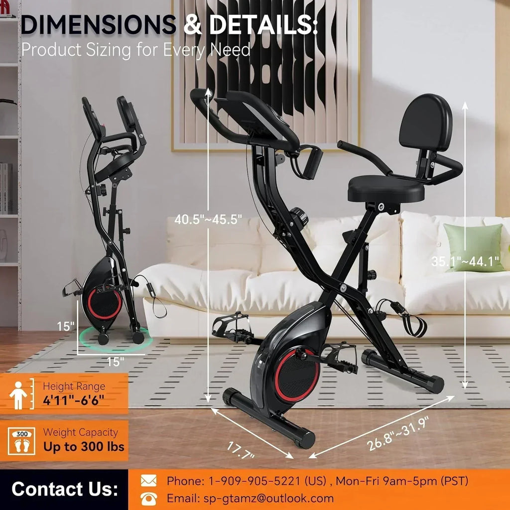 Foldable Exercise Bike Stationary Bikes  5 IN 1 Indoor Workout Cycling Bike Quiet Magnetic Resistance wourant