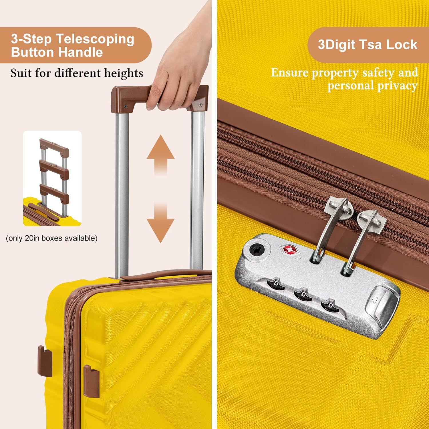 5 piece luggage set expandable suitcase 22x14x9 aviation certified durable waterproof travel set wourant