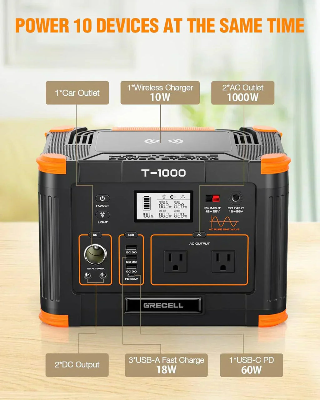 Portable Power Station 300W (Peak 600W) 230.88Wh Solar Generator 60W USB-C PD Output wourant