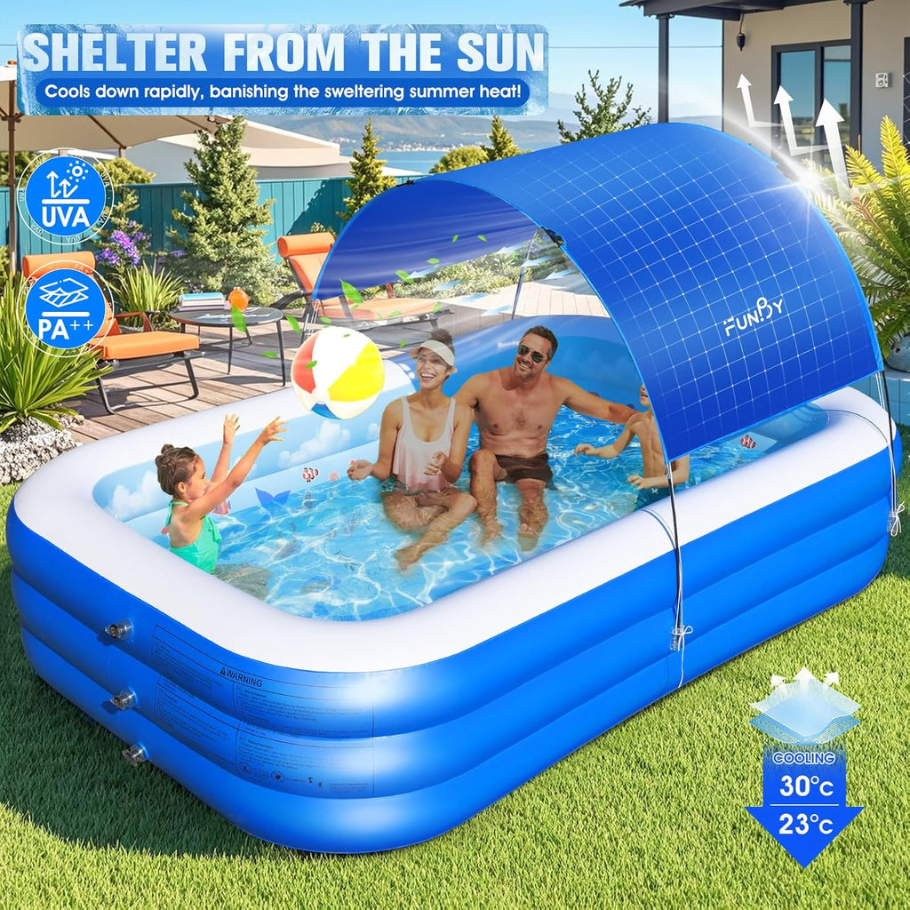 Inflatable Pool with Canopy Upgraded Inflatable Swimming Pool Large Inflatable Blow up Pools wourant