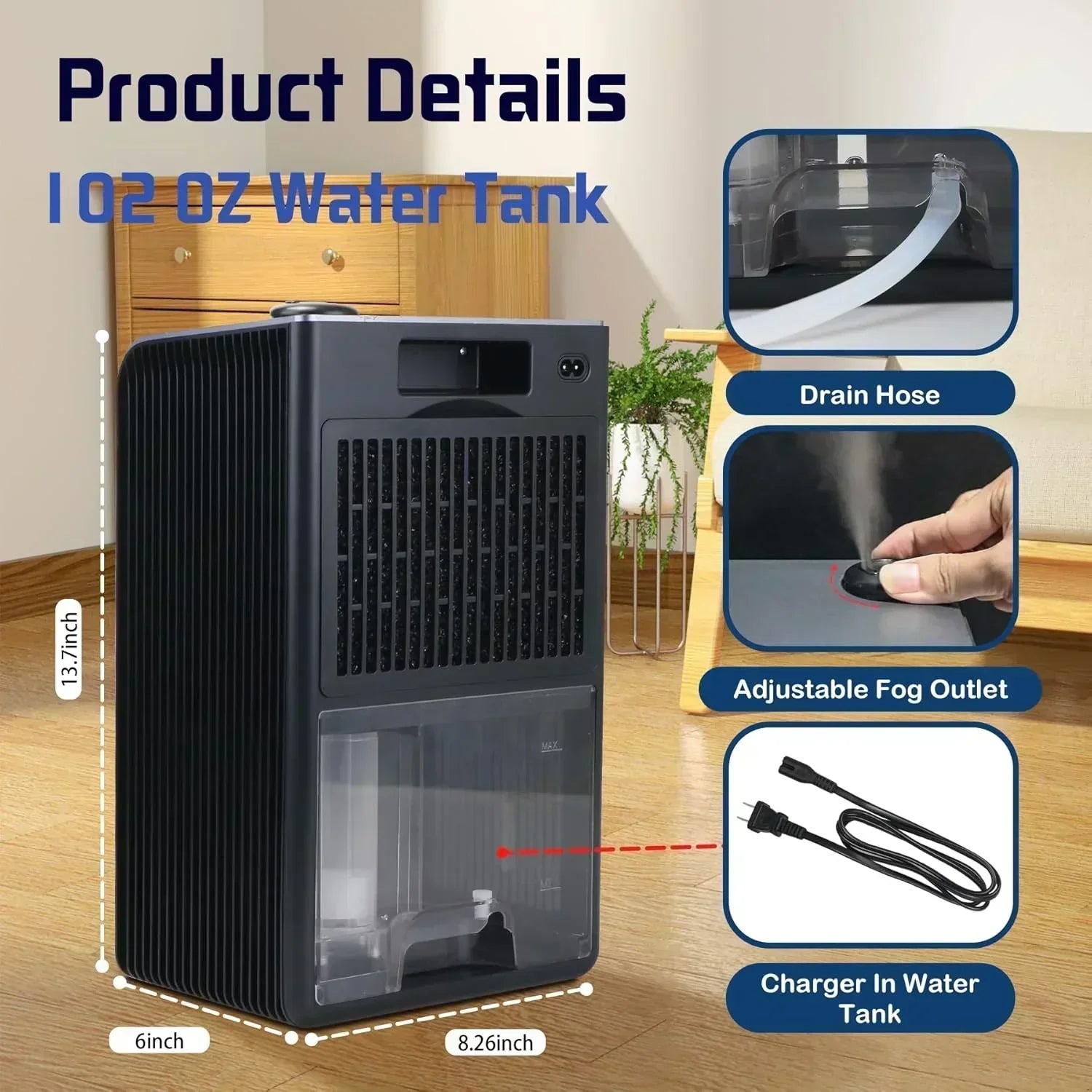 Dehumidifier 2 in 1 Humidifier Dehumidifier Combo 102 OZ Water Tank Dehumidifiers for Home Bedroom wourant