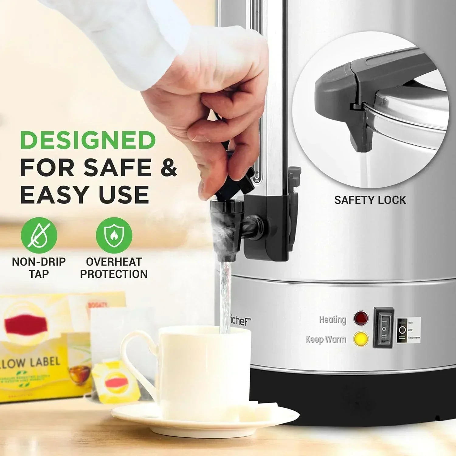 NutriChef Water Heater and Hot Water Dispenser 8L Electric Beverage Dispenser wourant