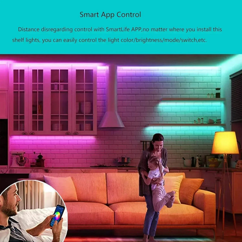 Smart under-cabinet lighting strip white and color-changing dimmable wourant