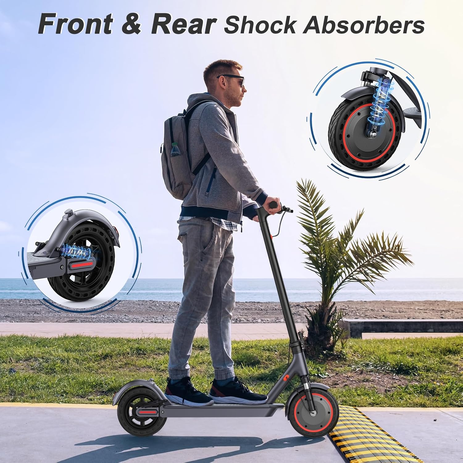 Volpam electric scooter Powerful electric motor Solid tires 28/21/12 mile range wourant
