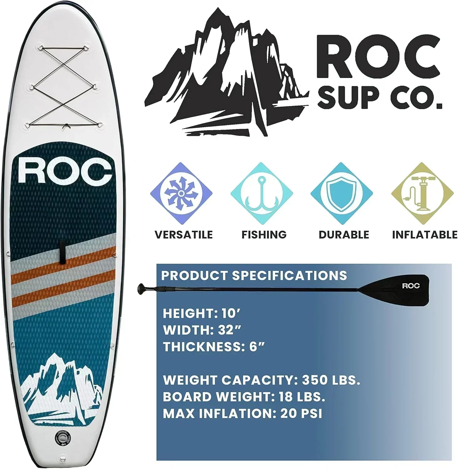 ROC inflatable stand-up paddle board high-quality SUP paddle board accessories wourant