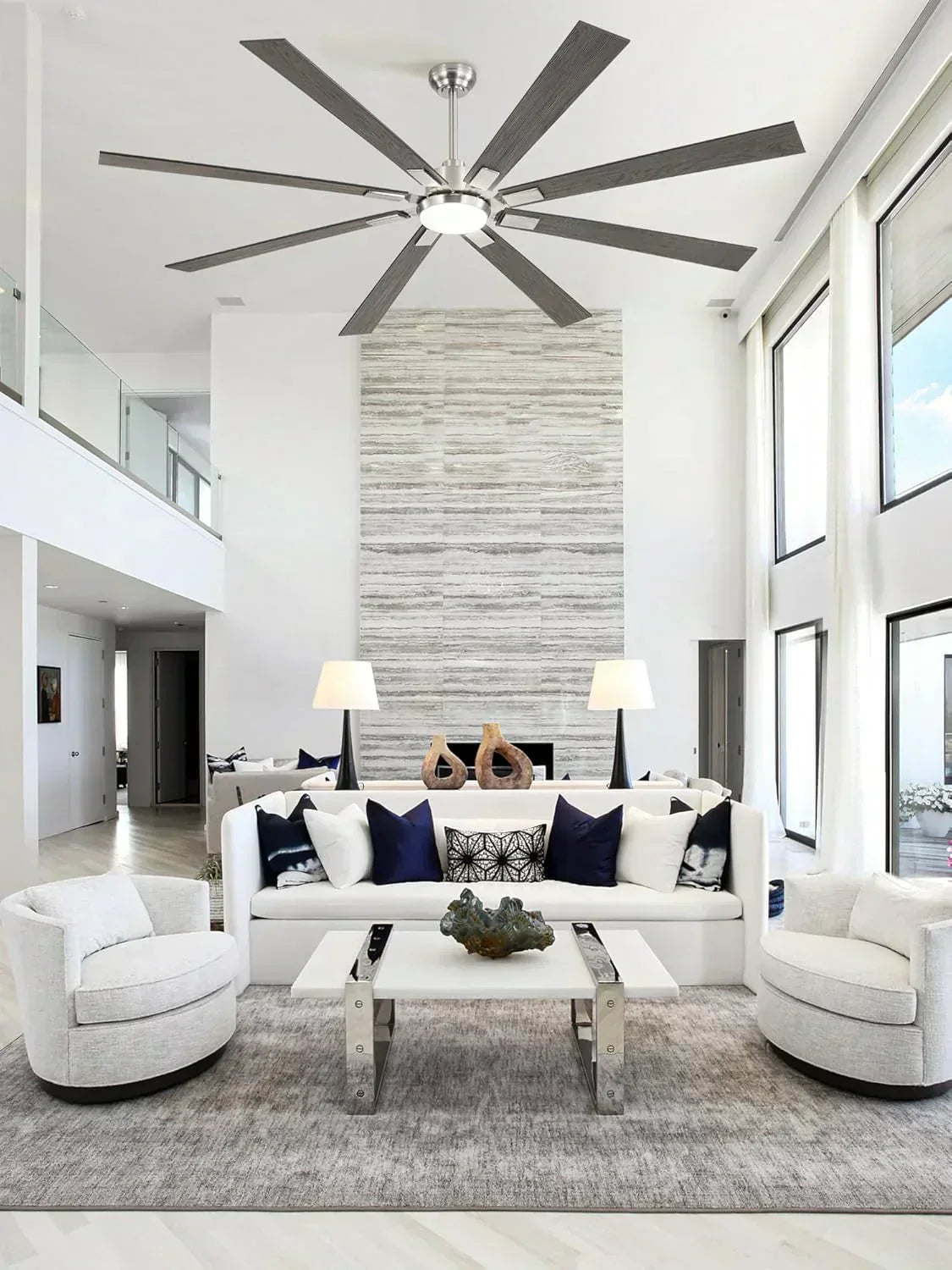Zmishibo 72-inch large ceiling fan with lighting and remote indoor/outdoor wourant