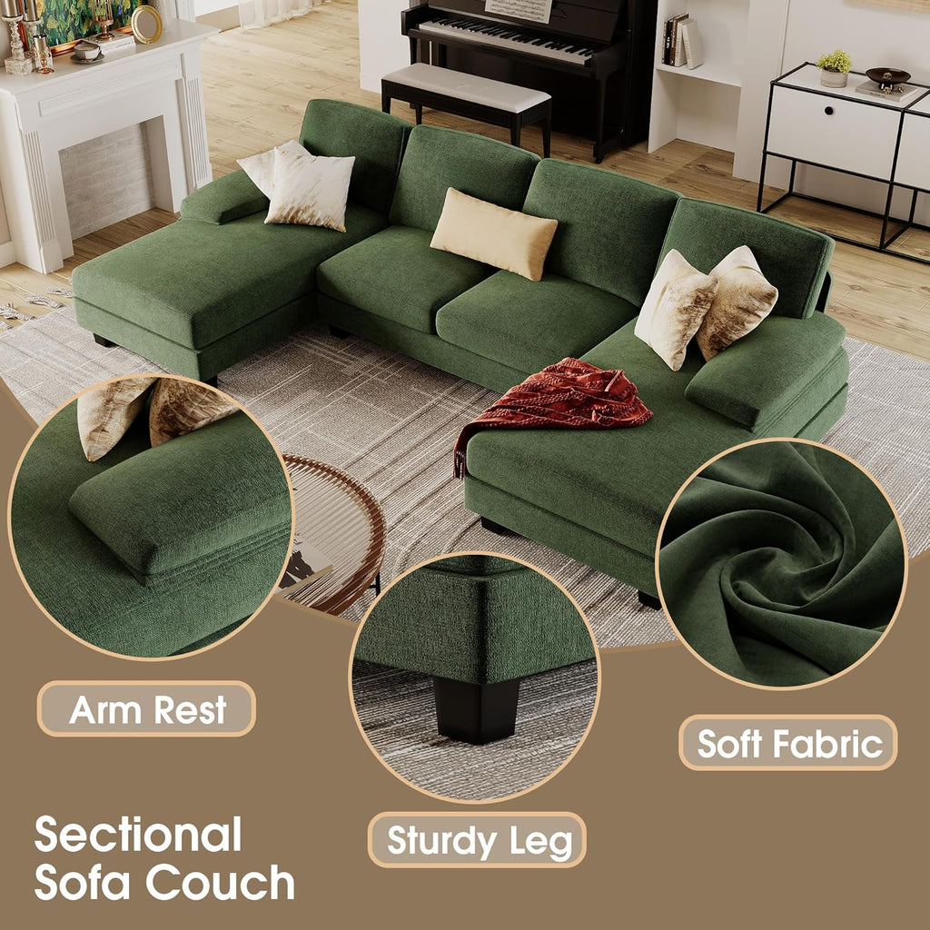 Furmax Sectional Couches for Living Room U-Shaped Sofa Couch Linen Fabric 4 Seat Sofa Set wourant