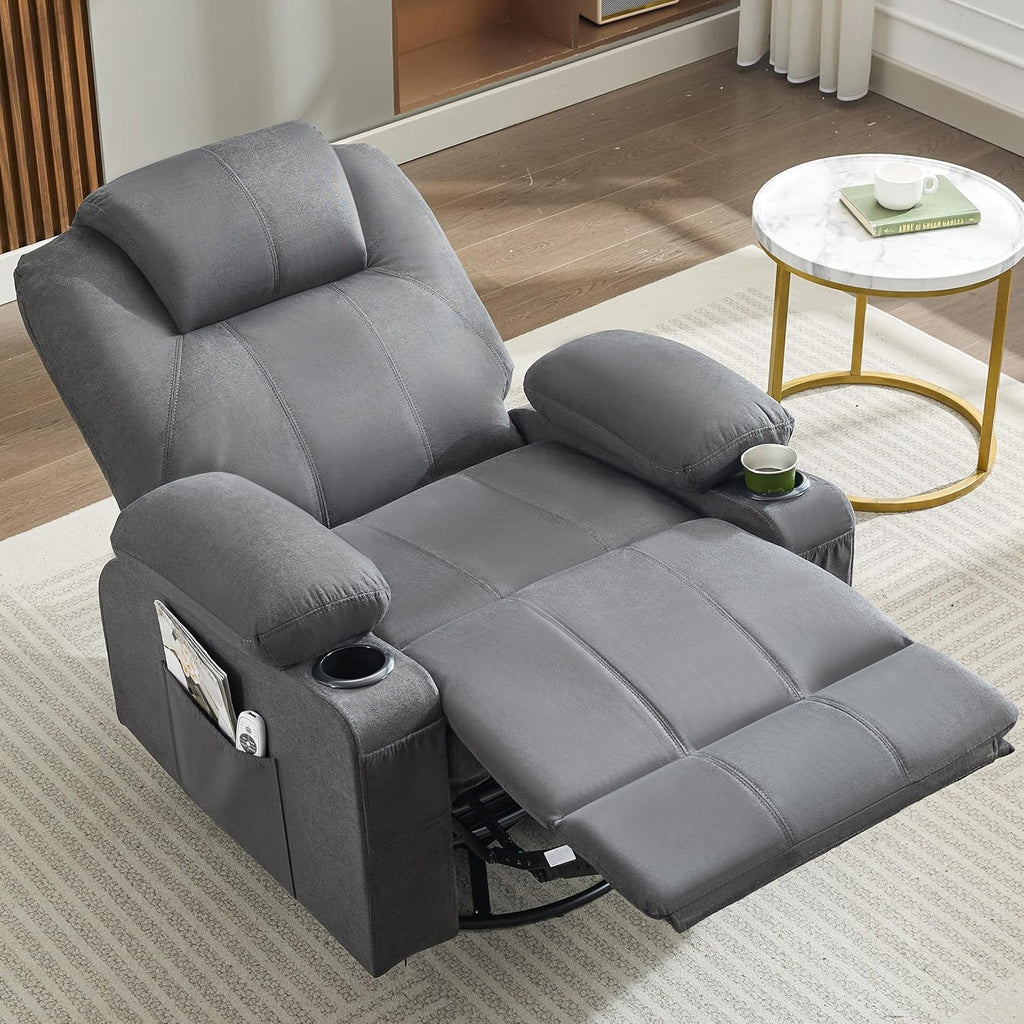 Large Swivel Rocking Recliner with Massage Function 360 Degree Swivel Rocking Single Sofa wourant