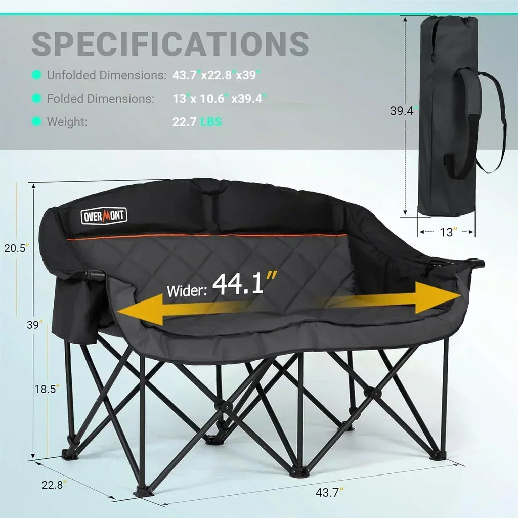 Extra Large Double Camping Chair 2 Person Comfortable Sofa Chair Adult Loveseat Lawn Chair wourant