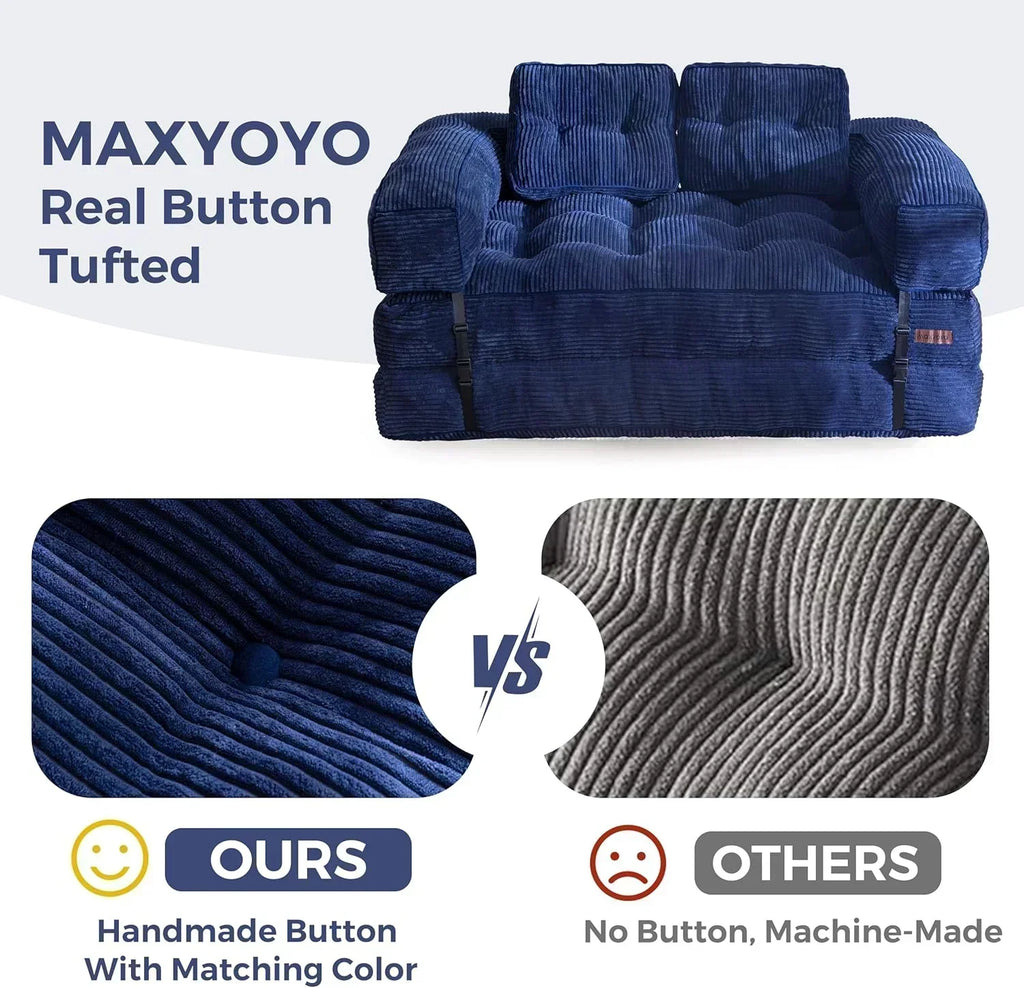 Folding Sofa Bed L-Shaped Convertible Sofa Bed with Armrests and Pillows wourant
