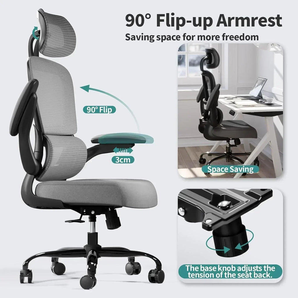 Office Chair Ergonomic Desk Chair 330 lbs Home Mesh Desk Chair Comfortable Gaming Chair wourant
