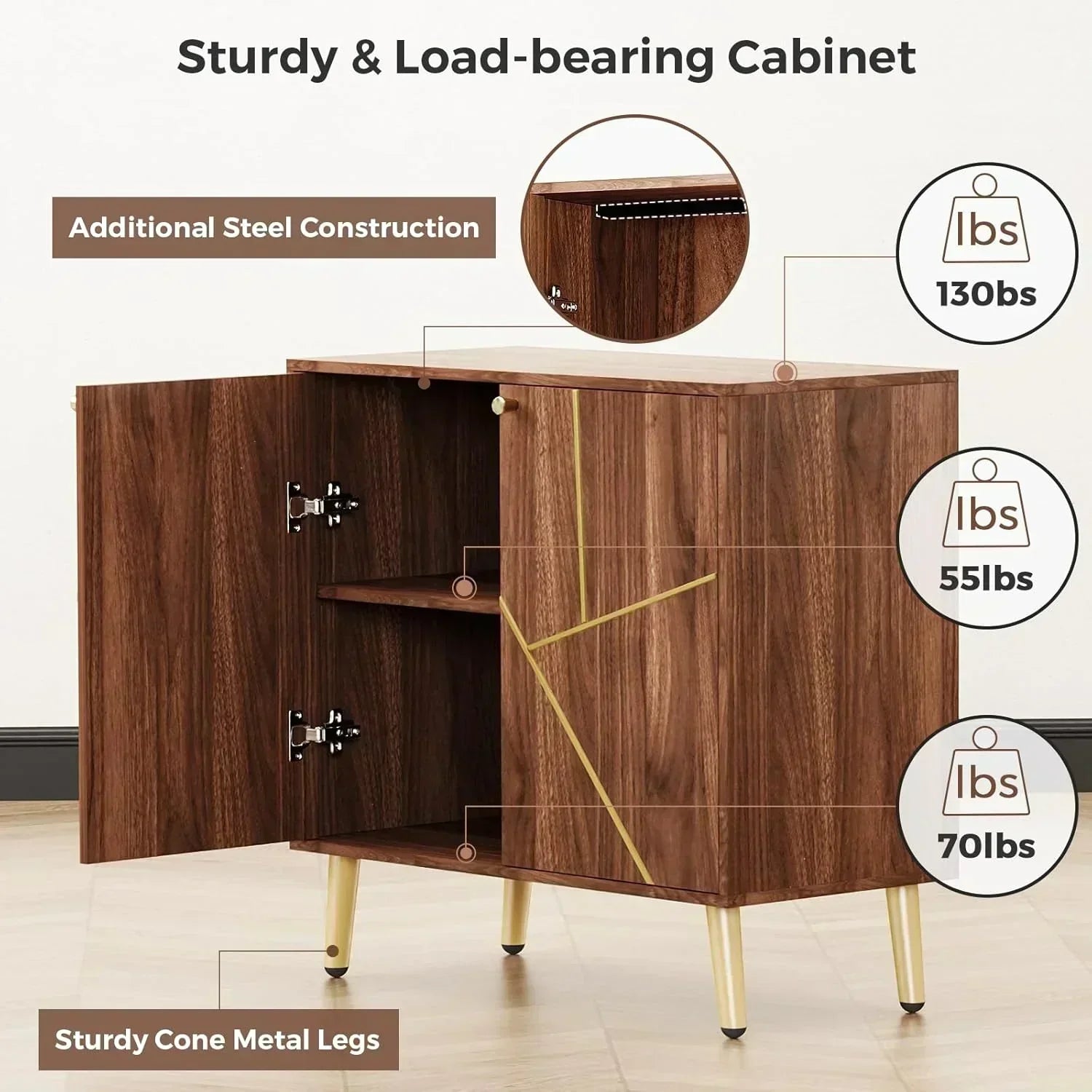 Free Standing Cabinet Black Wood for Living Room Bedroom Dining Room Hallway wourant