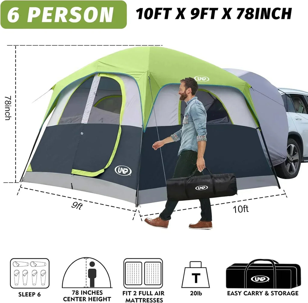 SUV Tent for Camping 6-Person SUV Tailgate Tent Easy Set Up with Rainfly 10'x9'x78in wourant