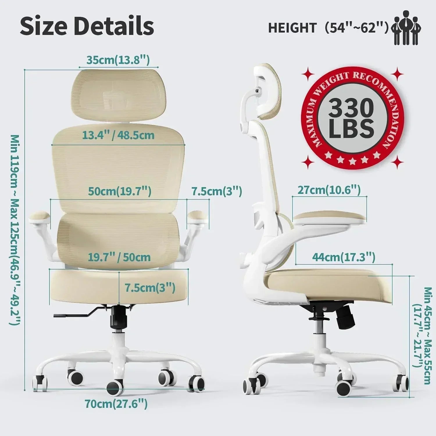 Office Chair Ergonomic Desk Chair 330 lbs Home Mesh Desk Chair Comfortable Gaming Chair wourant