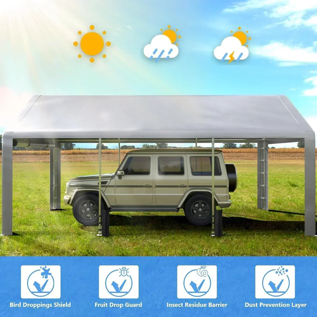 6x8 ft Heavy Duty Carport Tent Portable Garage Removable Side Walls Four Seasons Tarpaulin wourant