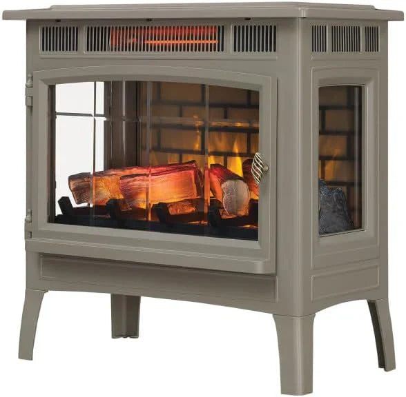 Freestanding Electric Fireplace Stove Heater with 3D Flame Effect for 1000 Sq. Ft wourant