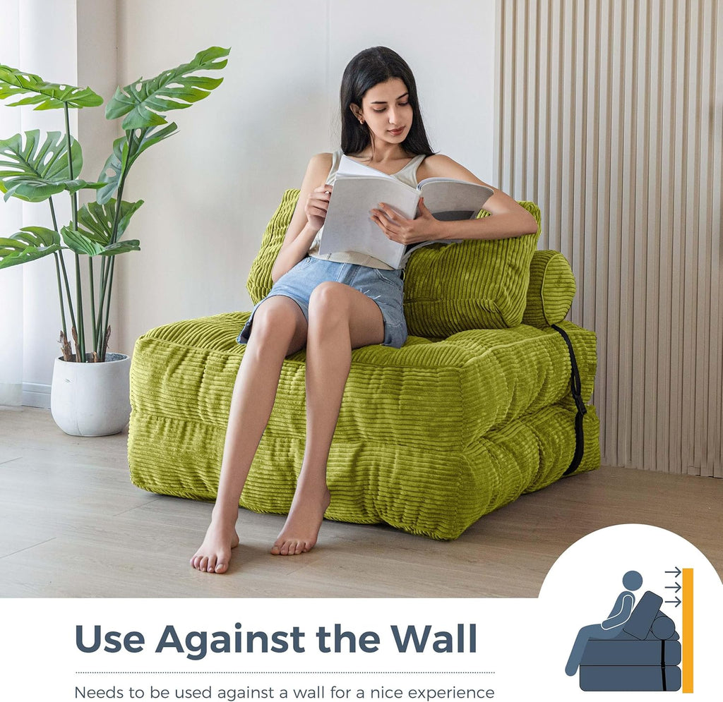 MAXYOYO Folding Sofa Bed Convertible Sleeper Chair with Pillow Foldable Mattress with Back Support wourant